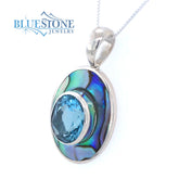 Sterling Silver Rhodium Plated Pendant Featuring One Oval Shaped Natur